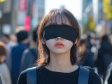 街中で、目隠しされる女性　三重県　四日市市　2025年08月24日
