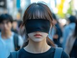 街中で、目隠しされる女性　宮城県　富谷市　2025年10月11日