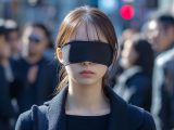 街中で、目隠しされる女性　埼玉県　志木市　2025年10月14日