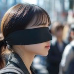 街中で、目隠しされる女性　茨城県　つくばみらい市　2026年04月09日