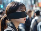 街中で、目隠しされる女性　茨城県　つくばみらい市　2026年04月09日